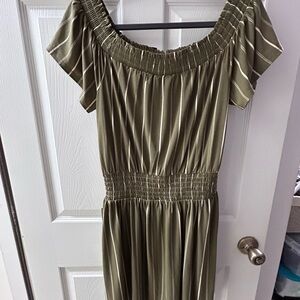 EXPRESS Olive Green Off-Shoulder Dress